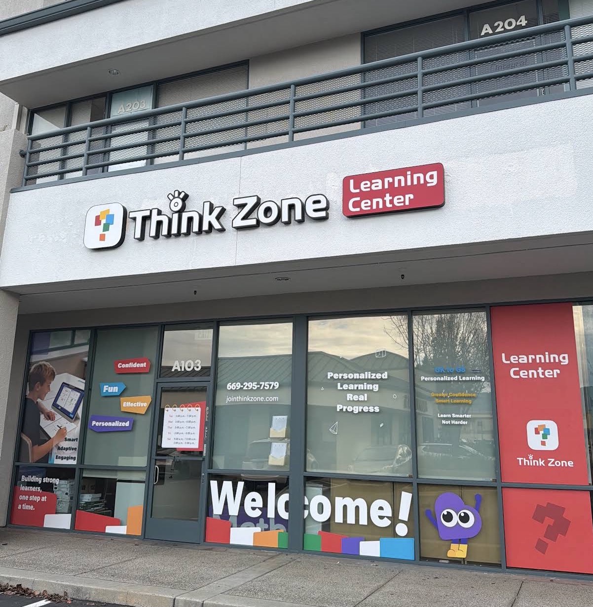 Math & English tutoring in Cupertino at the ThinkZone learning center storefront on S De Anza Boulevard.