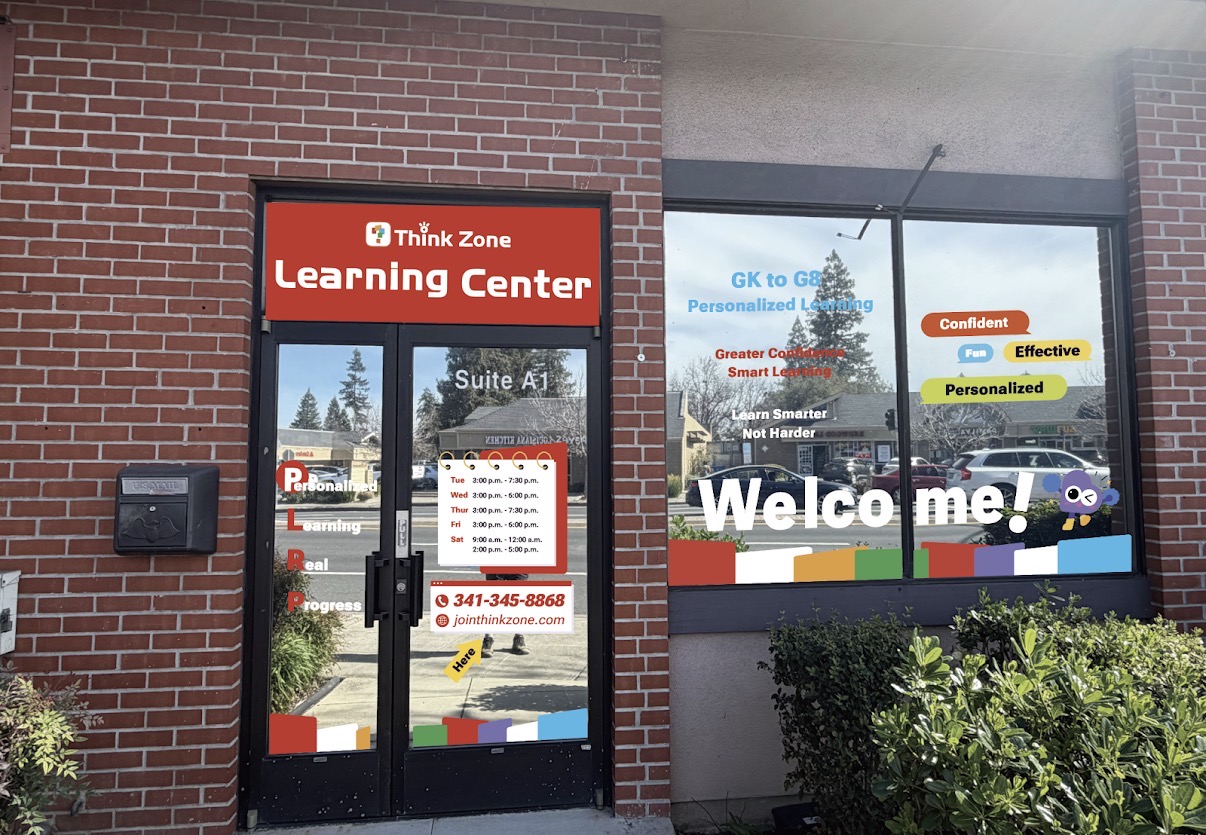 Photos of the storefront at the ThinkZone Redwood City location, including a front view.